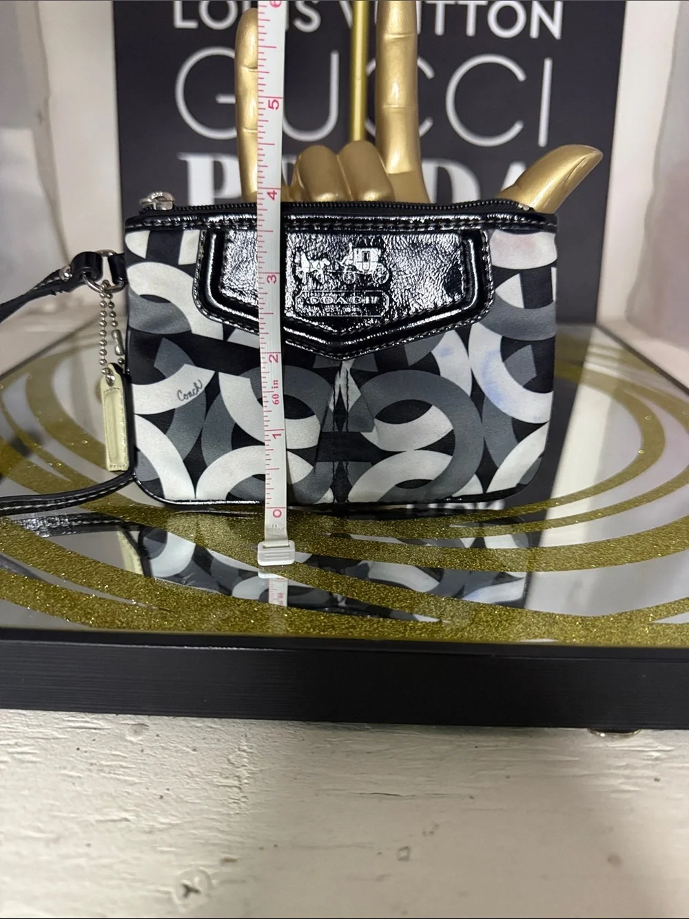 Coach Black, White & Gray Graphic Wristlet - Picture 6 of 8
